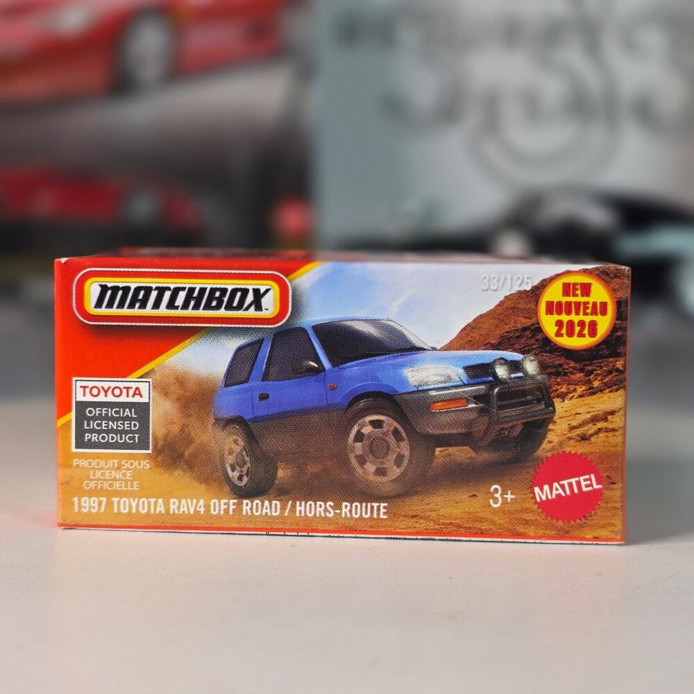 Matchbox 2026 1997 Toyota RAV4 Off Road Blue 33/125 PowerGrab NIB Licensed